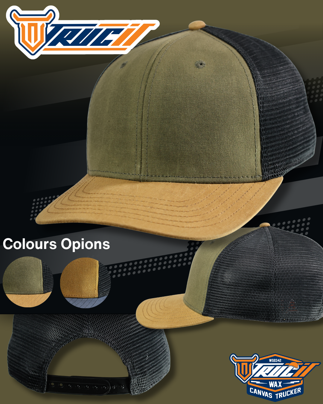 WS8342 WAX CANVAS TRUCKER SNAPBACK