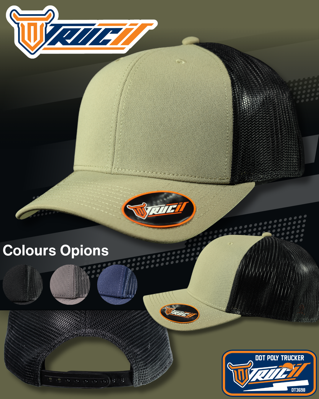 DT3698 DOT POLY TRUCKER SNAPBACK