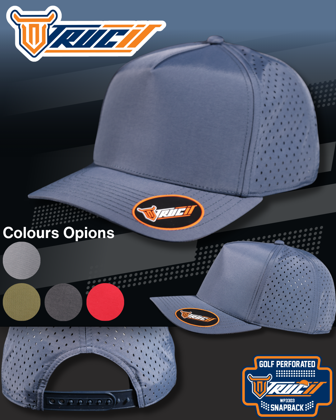 WP3303 GOLF PERFORATED SNAPBACK