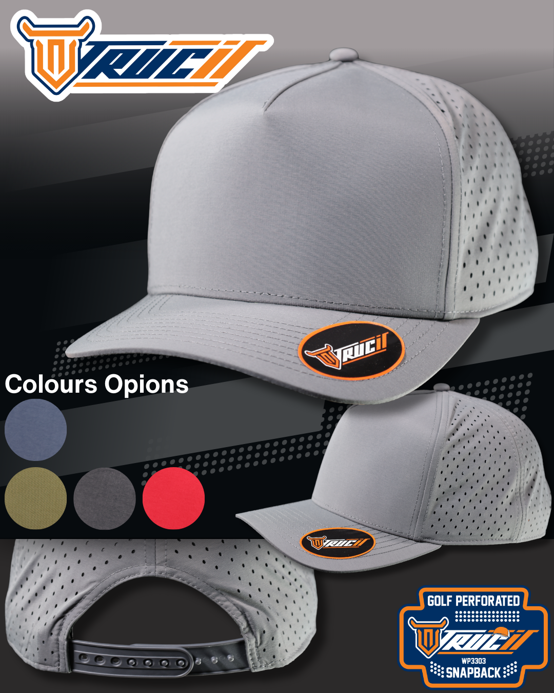 WP3303 GOLF PERFORATED SNAPBACK