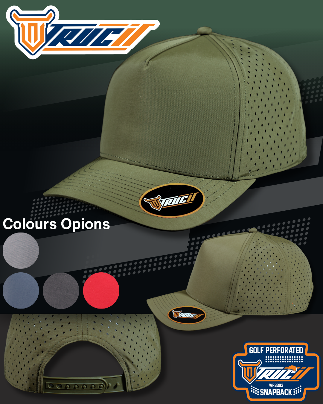 WP3303 GOLF PERFORATED SNAPBACK