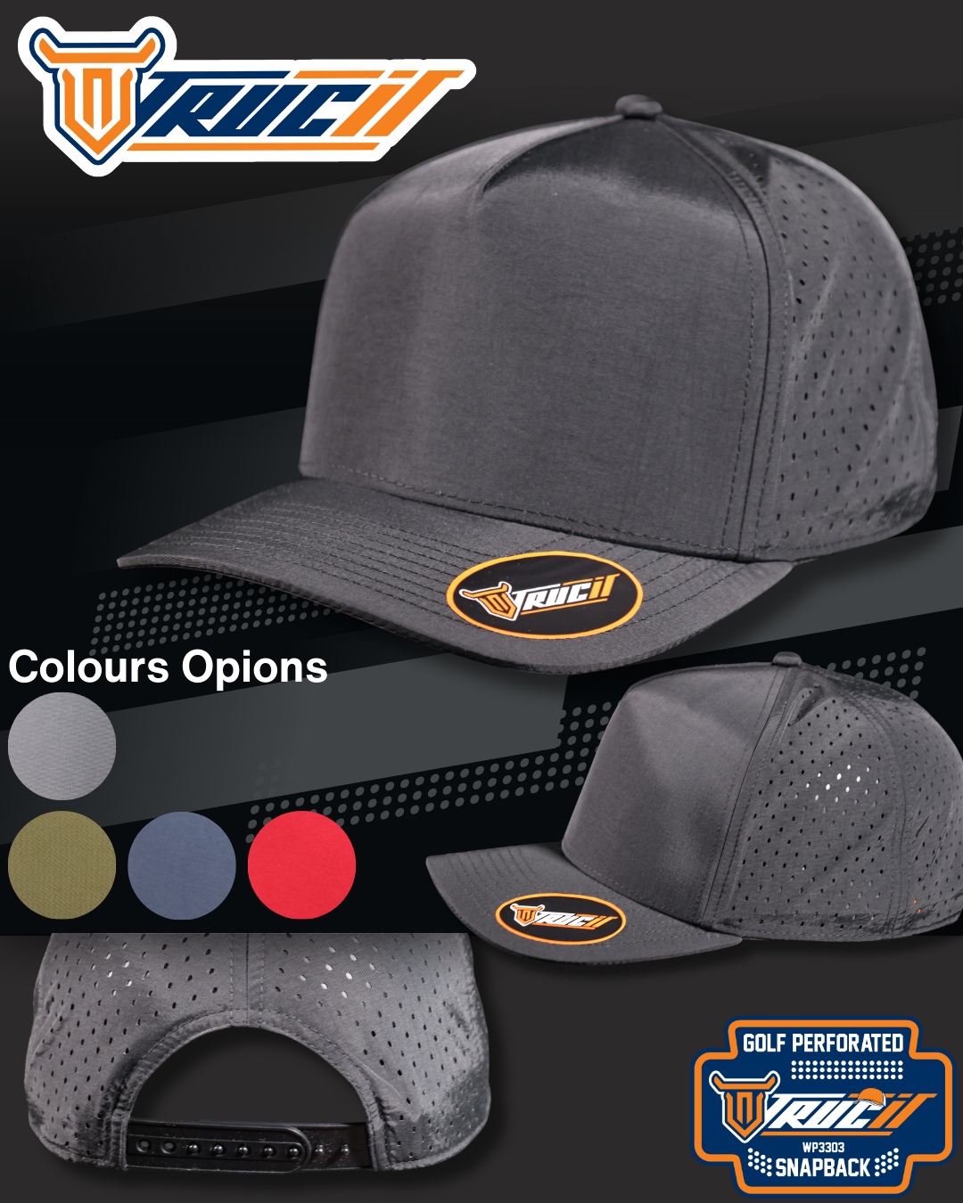 WP3303 GOLF PERFORATED SNAPBACK