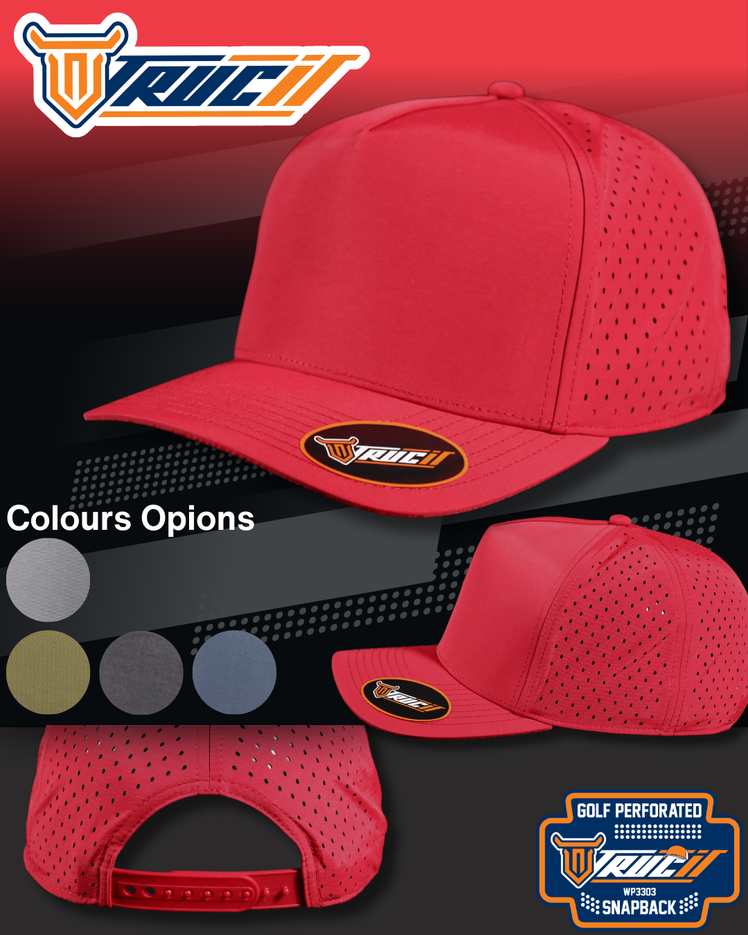 WP3303 GOLF PERFORATED SNAPBACK