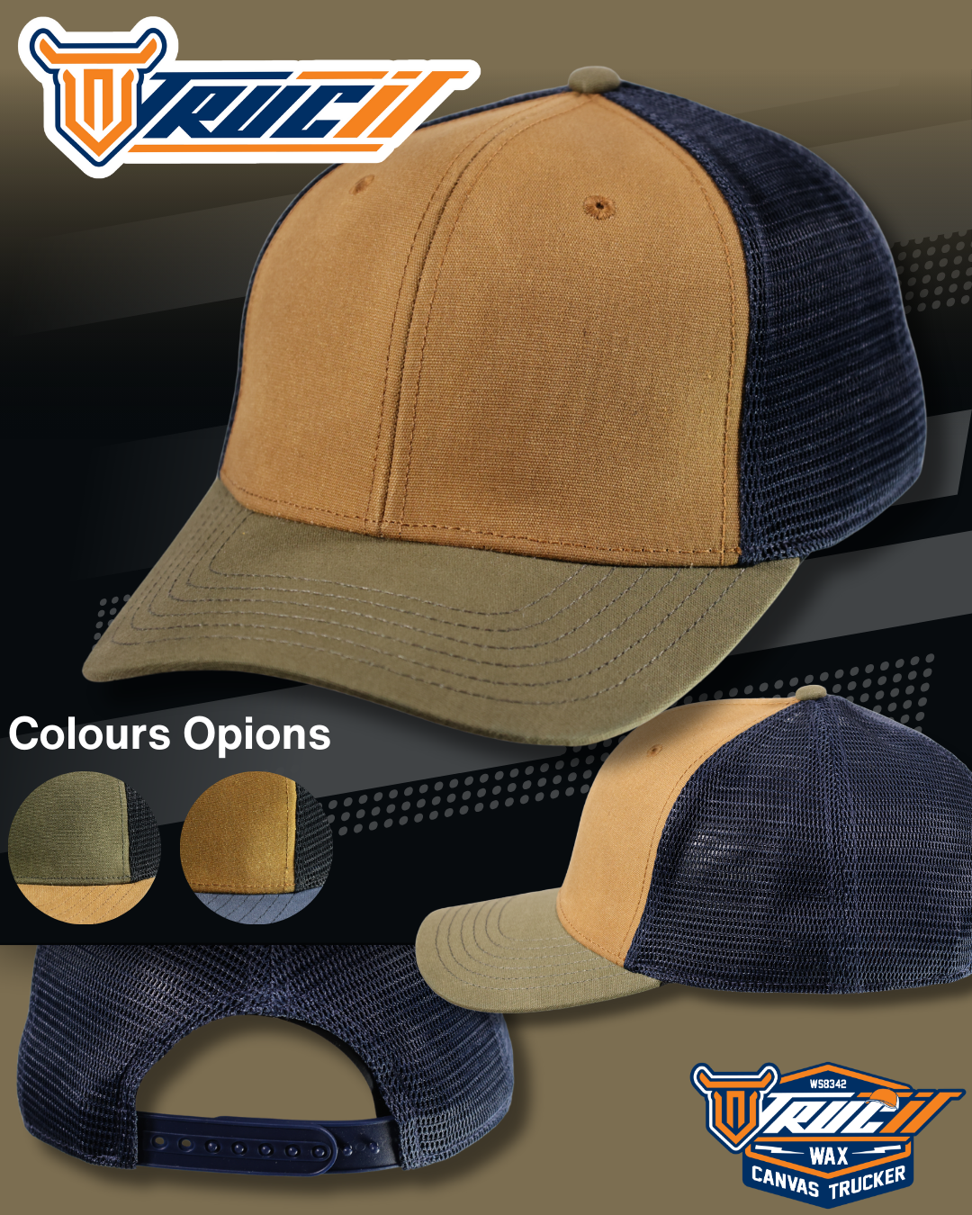 WS8342 WAX CANVAS TRUCKER SNAPBACK