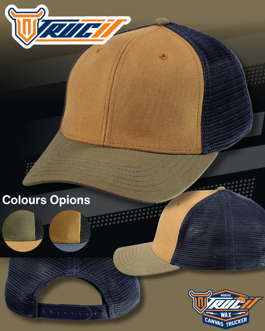 WS8342 WAX CANVAS TRUCKER SNAPBACK