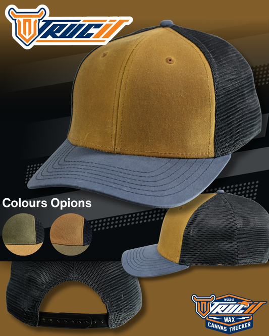 WS8342 WAX CANVAS TRUCKER SNAPBACK