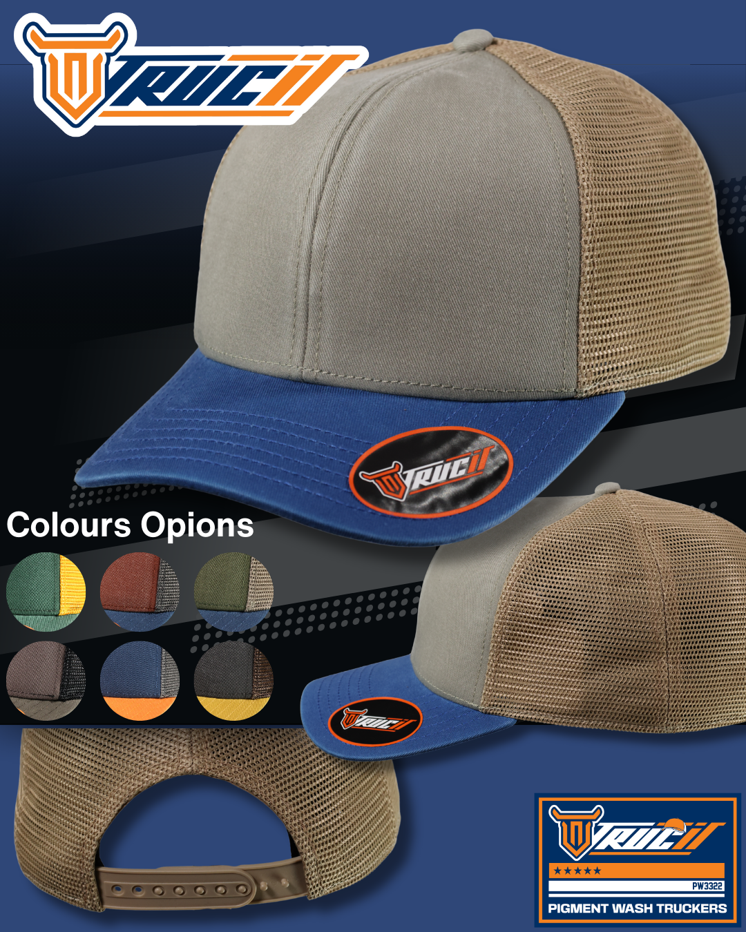 PW3322 PIGMENT WASH TRUCKER SNAPBACK