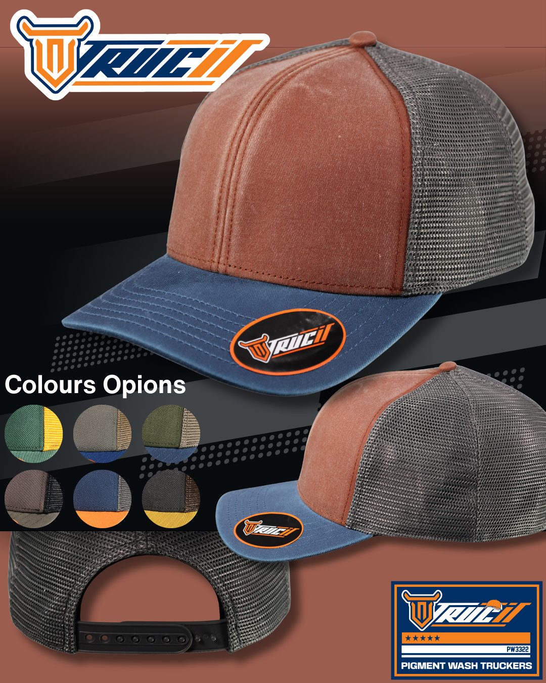 PW3322 PIGMENT WASH TRUCKER SNAPBACK