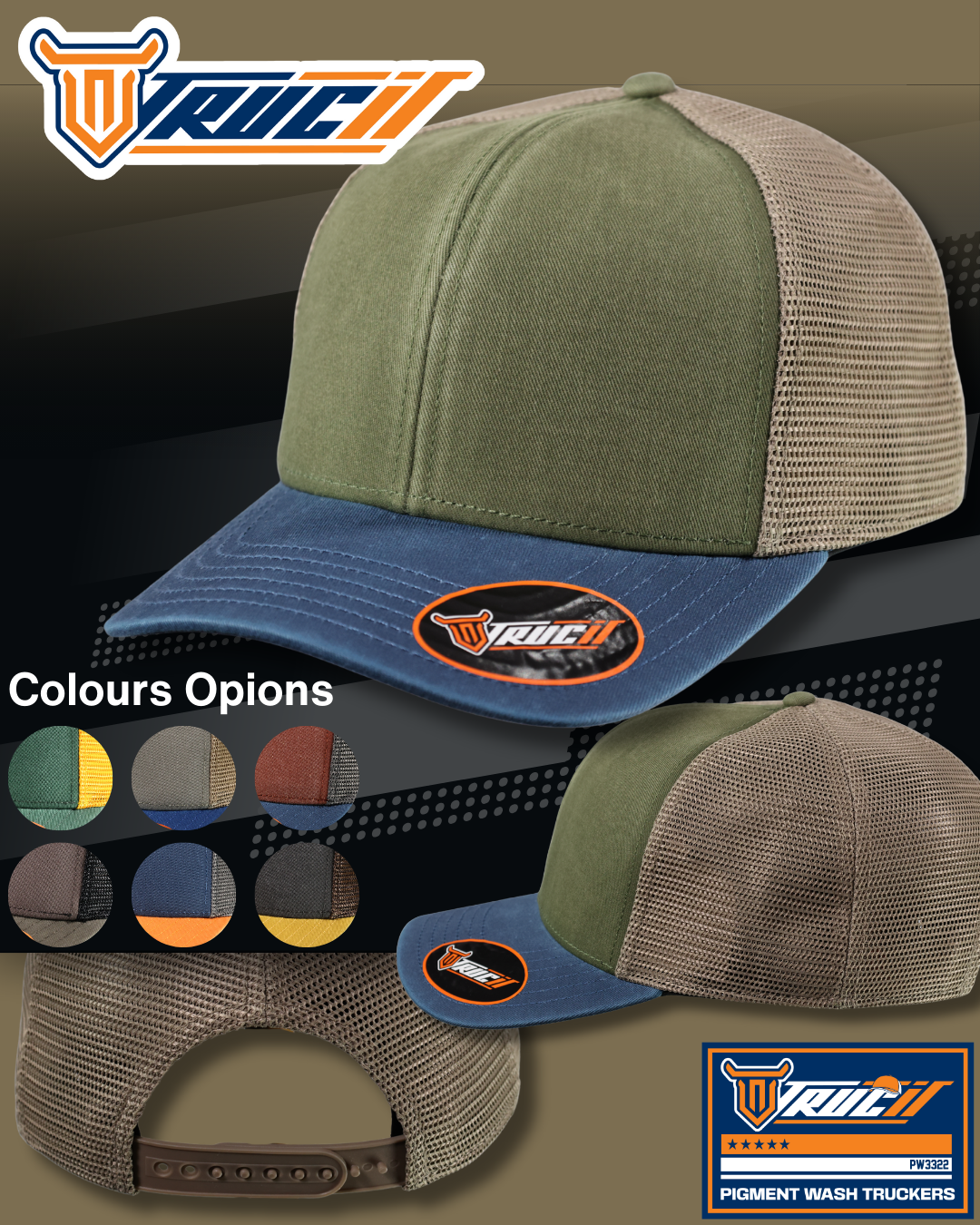 PW3322 PIGMENT WASH TRUCKER SNAPBACK