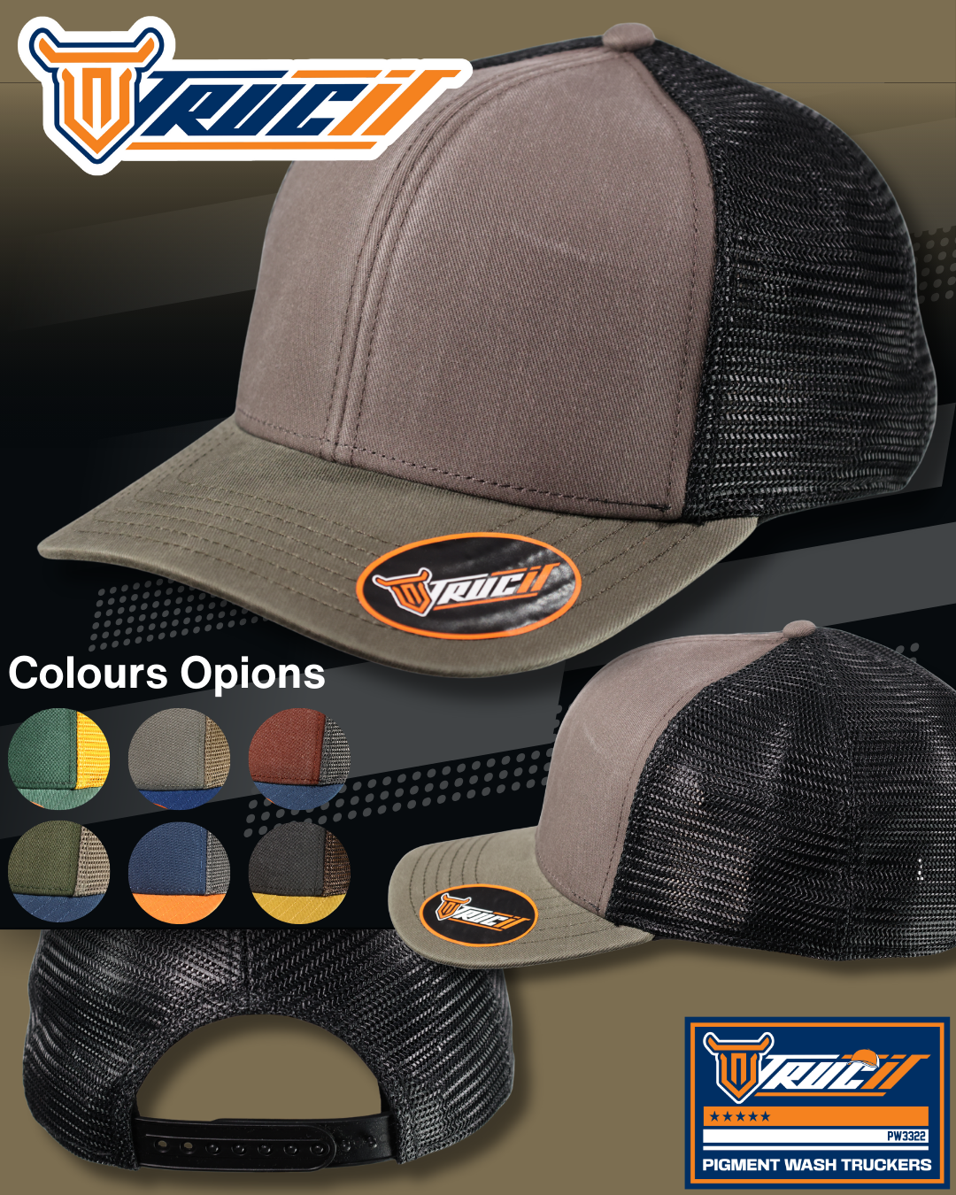 PW3322 PIGMENT WASH TRUCKER SNAPBACK