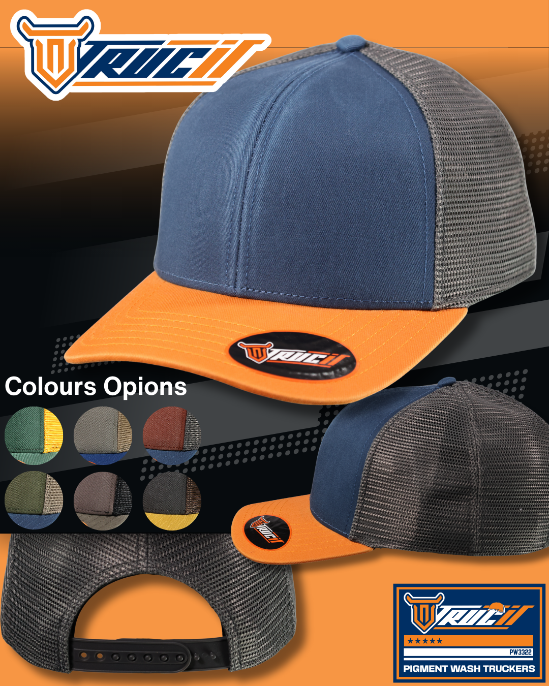 PW3322 PIGMENT WASH TRUCKER SNAPBACK