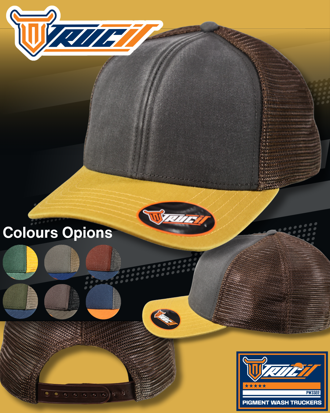 PW3322 PIGMENT WASH TRUCKER SNAPBACK