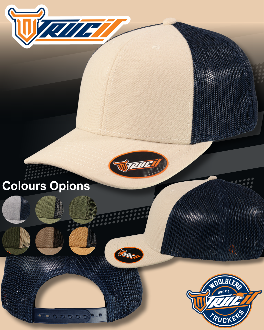 AW2514 WOOLBLEND TRUCKER SNAPBACK