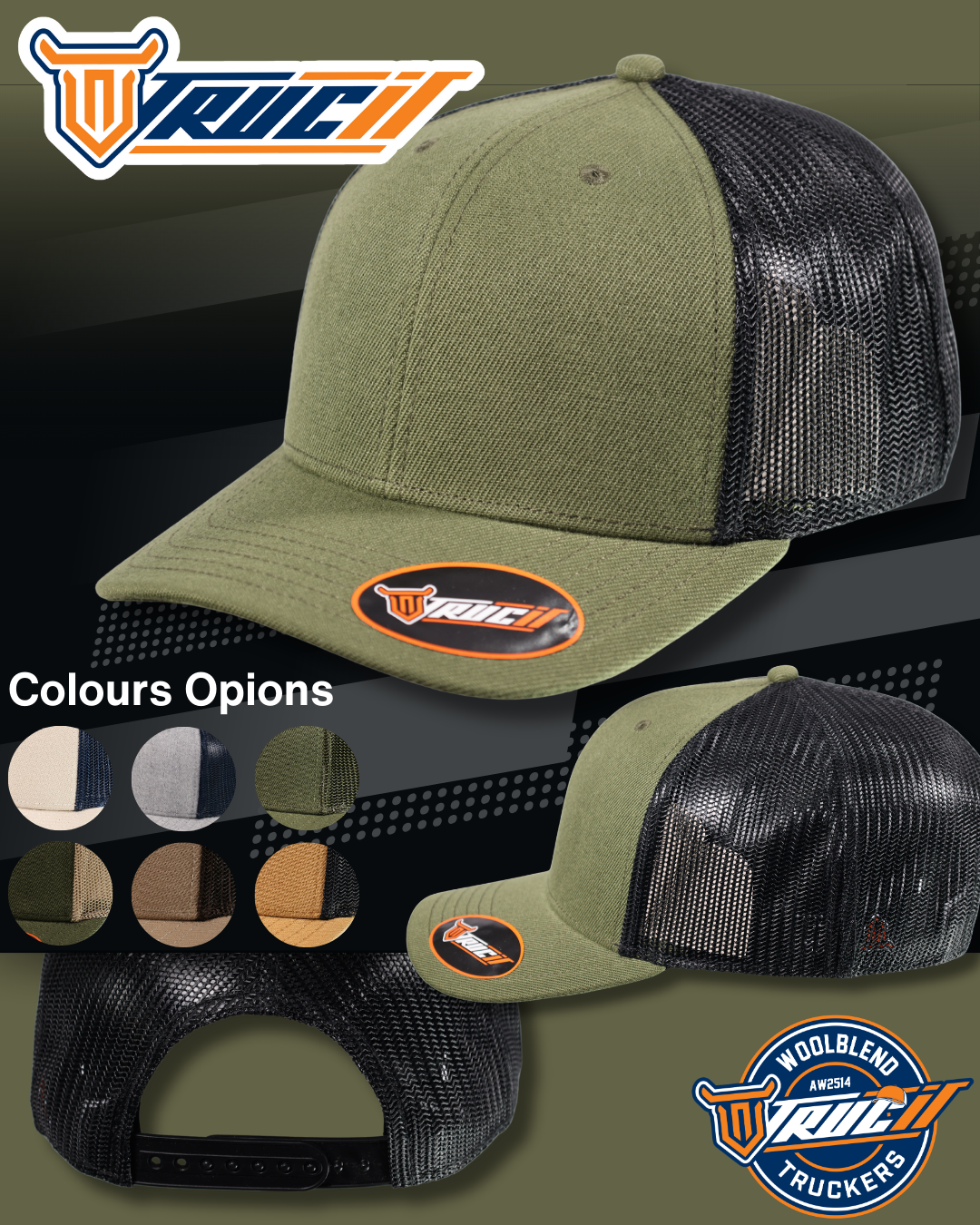 AW2514 WOOLBLEND TRUCKER SNAPBACK