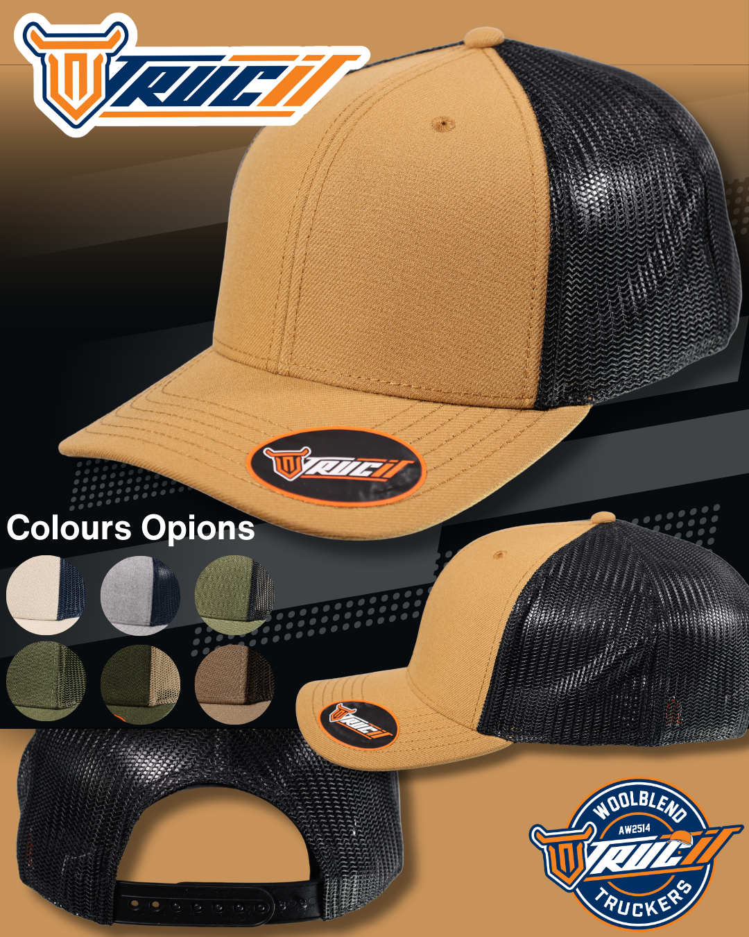 AW2514 WOOLBLEND TRUCKER SNAPBACK