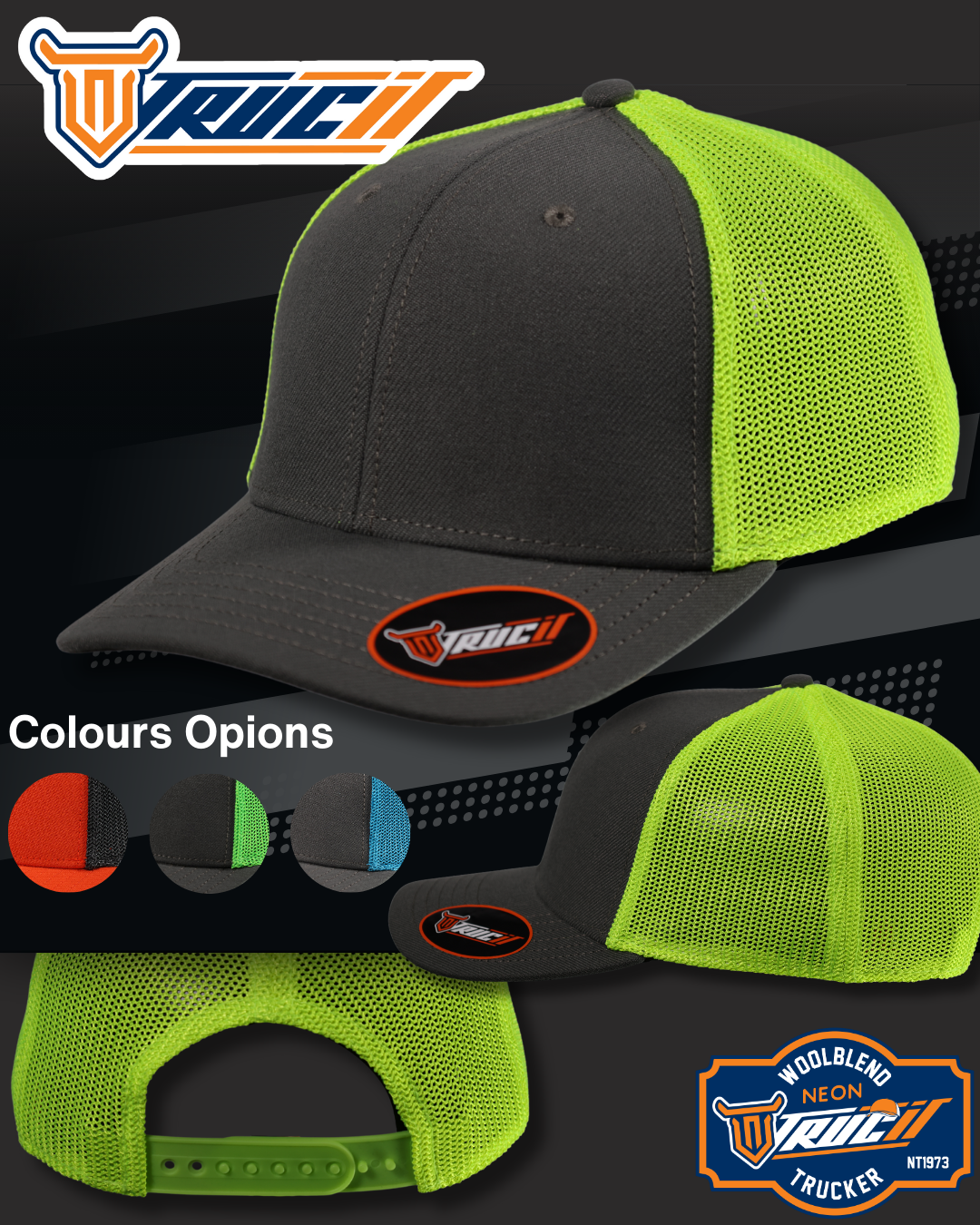 NT1973 WOOLBLEND NEON TRUCKER SNAPBACK