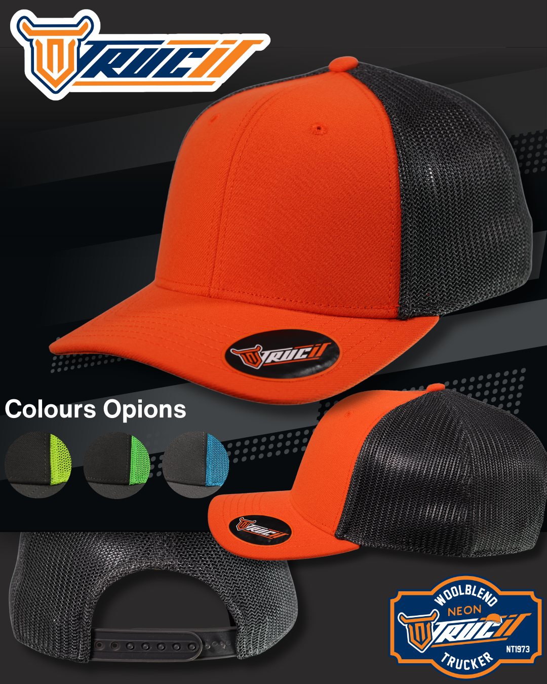 NT1973 WOOLBLEND NEON TRUCKER SNAPBACK