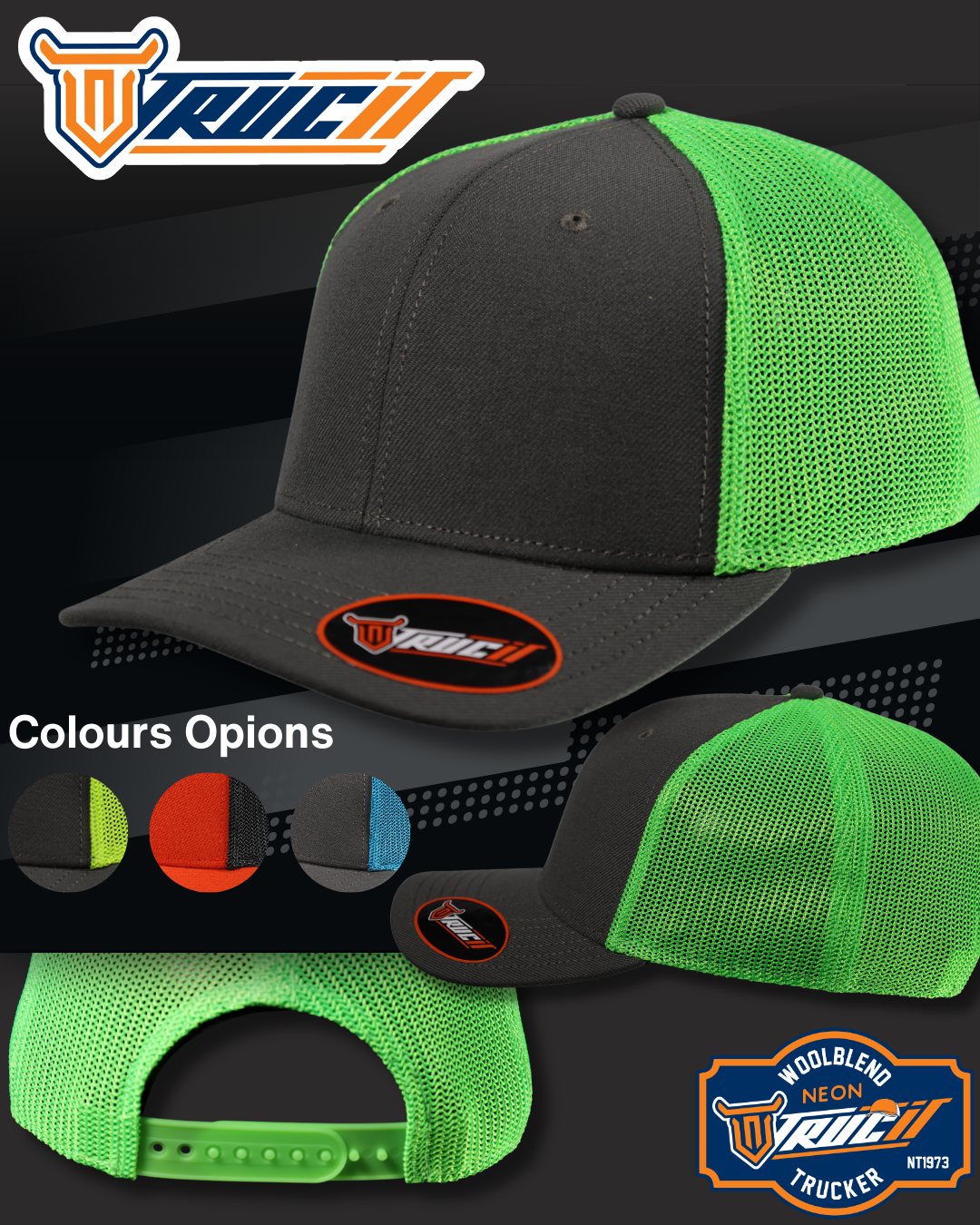 NT1973 WOOLBLEND NEON TRUCKER SNAPBACK