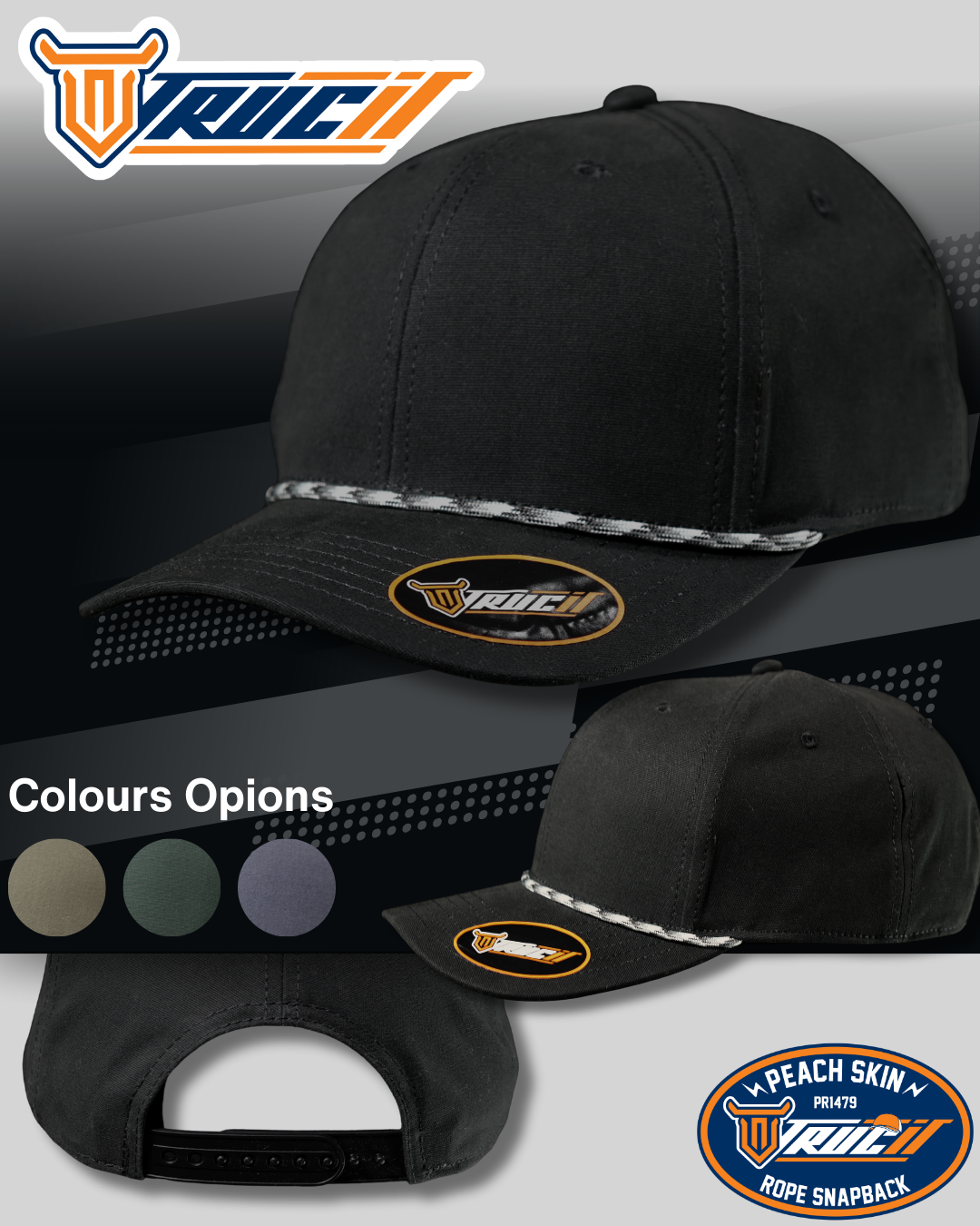 PR1479 PEACH SKIN ROPE SNAPBACK