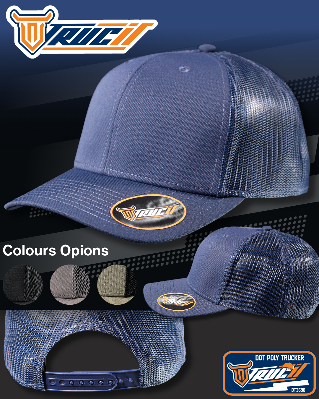 DT3698 DOT POLY TRUCKER SNAPBACK